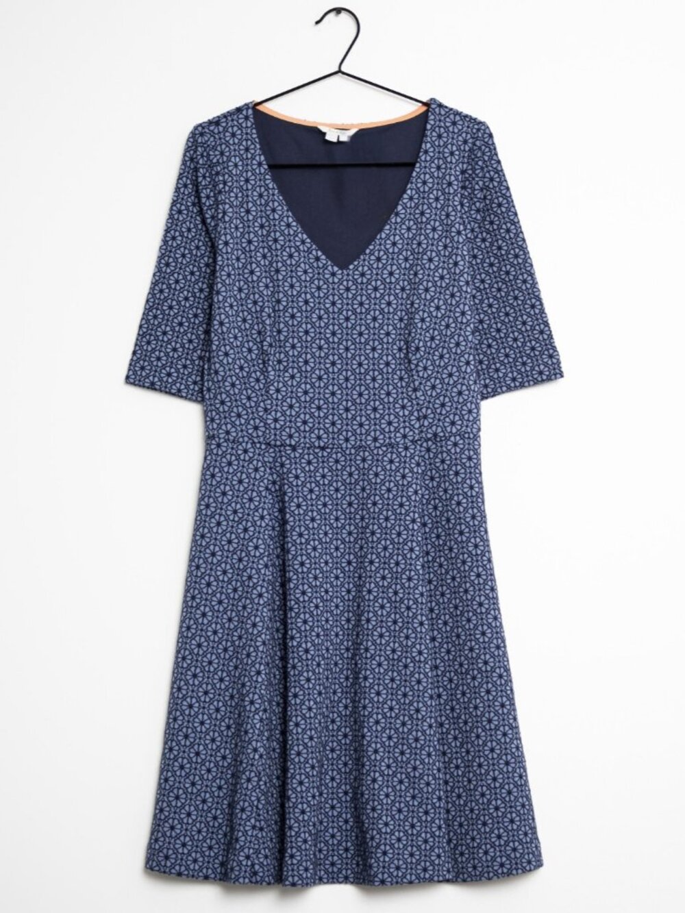 Boden A-Line Floral Jacquard Blue Pattern Dress Womens 2 Petite Side Zip
